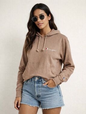 Champion Heritage Hoodie XS Beige Neutral Lightweight Classic Minimalist NWT